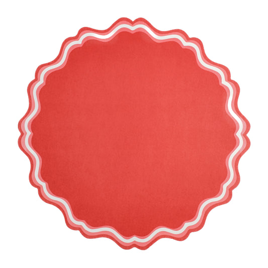 PREORDER - Bright Red Fancy Scallop Paper Placemats