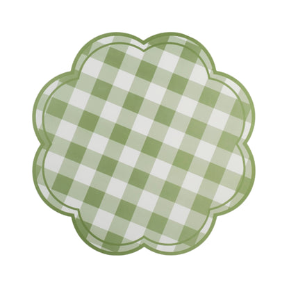 MCL25-PL24- Green Gingham Soft Scallop Placemat