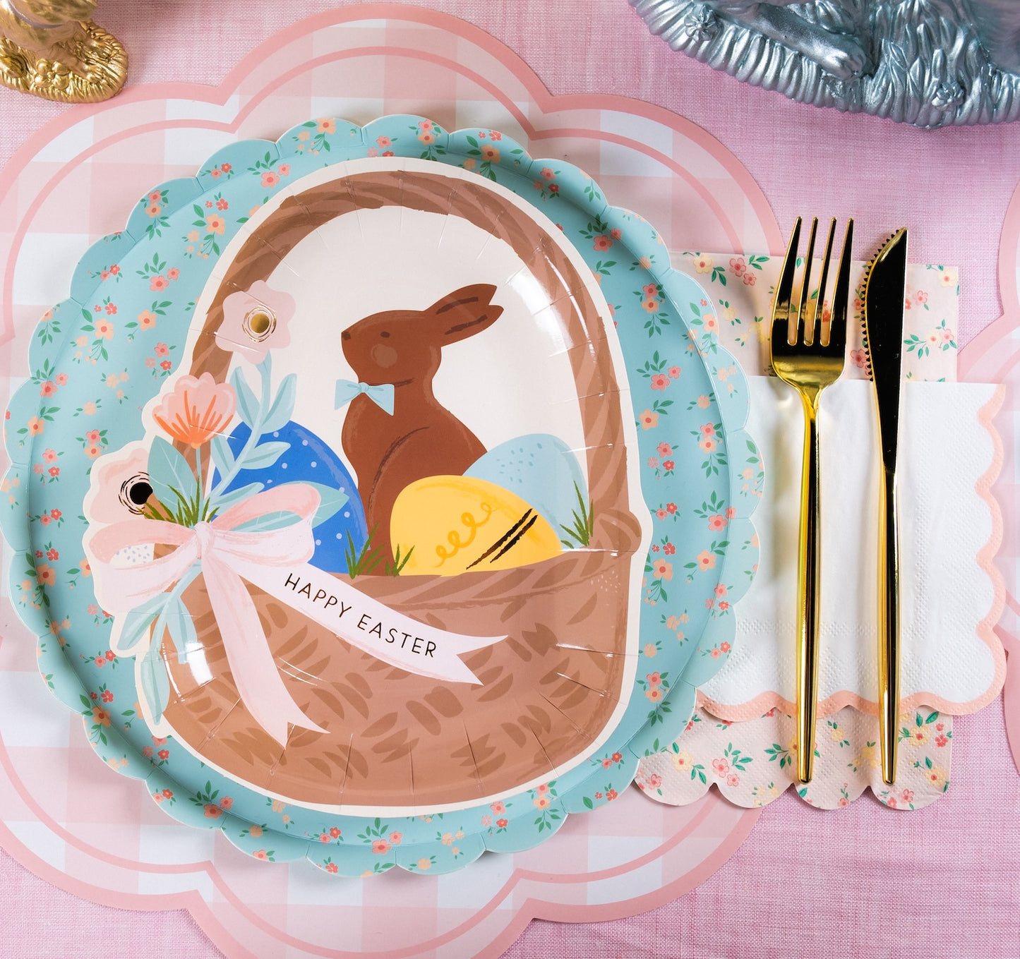 MCL25-PL23- Pink Gingham Soft Scallop Placemat