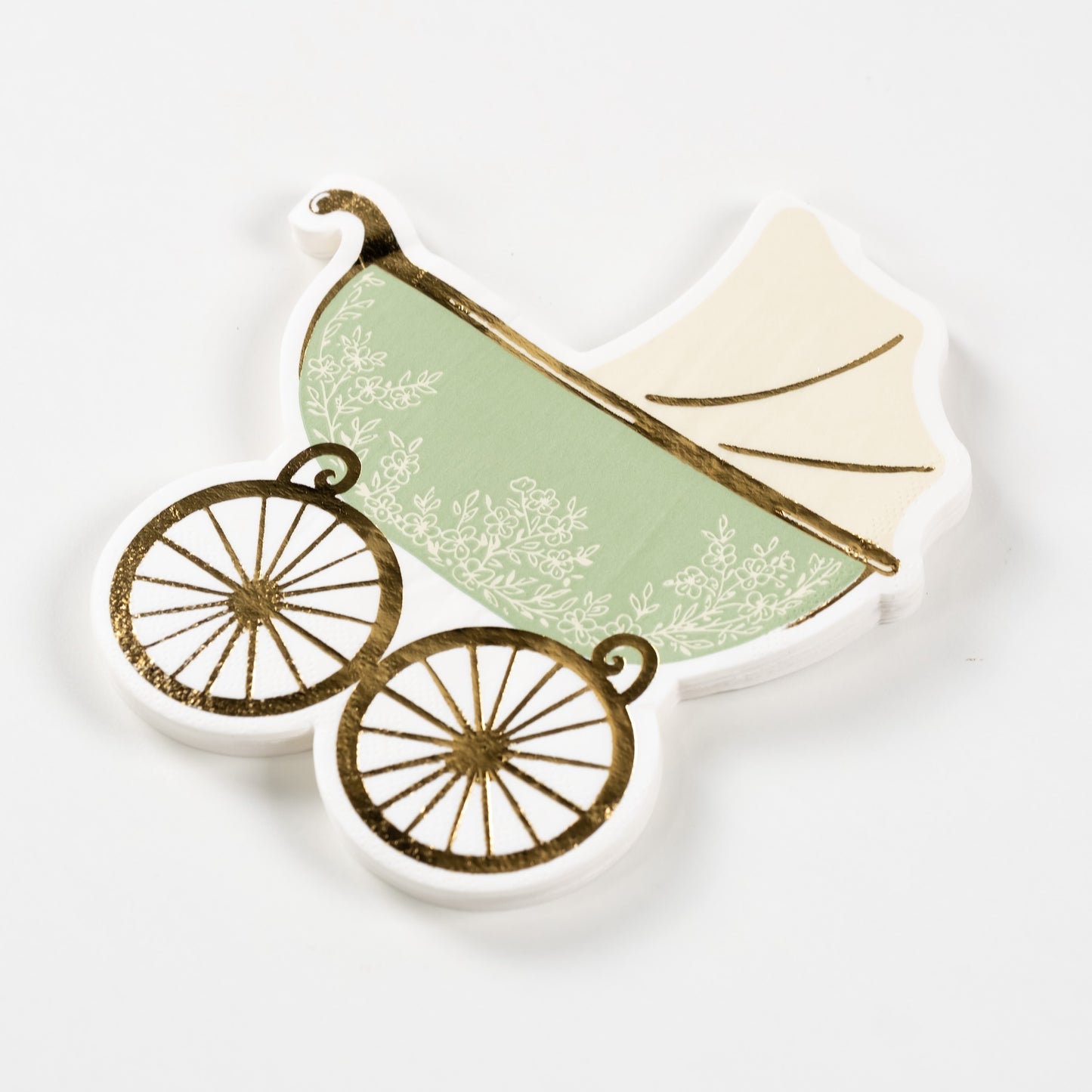Sage Baby Carriage Beverage Napkins