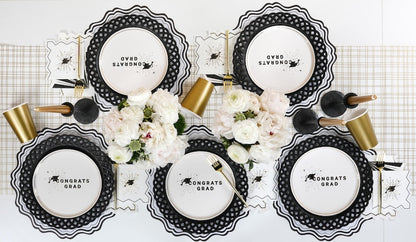 Black Basketweave Dinner Paper Plates
