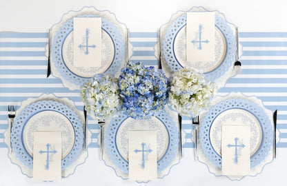 Light Blue Cross Floral Elegance Guest Towels