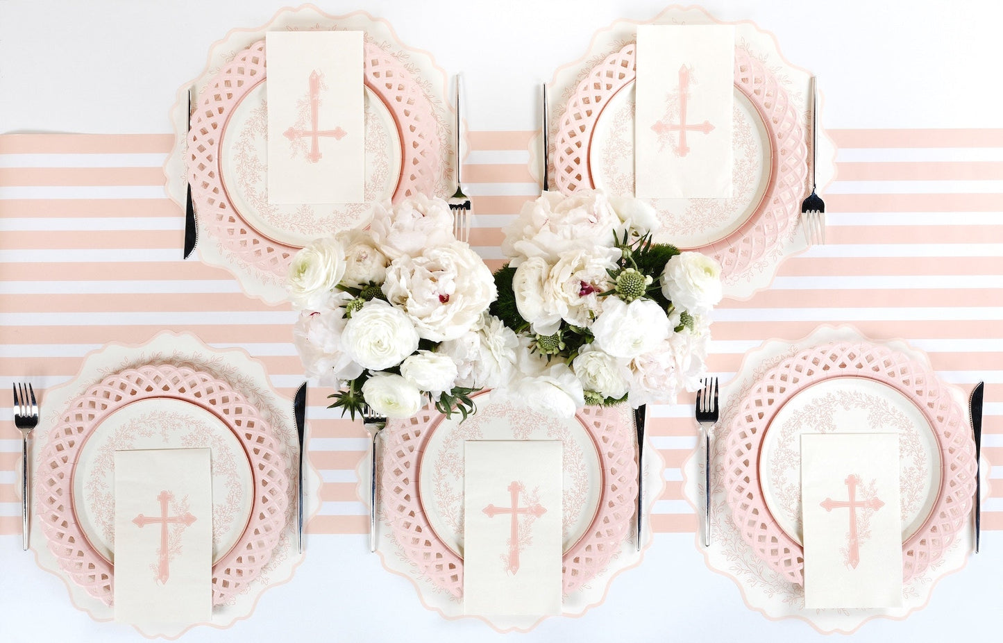 Pink Basketweave Dinner Paper Plates