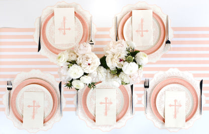 Pink Cross Floral Elegance Guest Towels