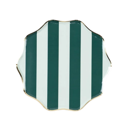 HOL24-DNP1- Green Holiday Stripes Dinner Plates
