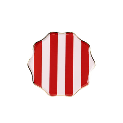 HOL25-DP8- Red Holiday Stripes Dessert Plates