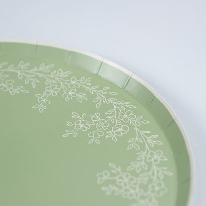 Floral Elegance Sage Dinner Plates- Pre Order Ships January 20th