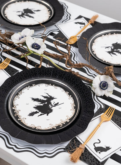 Elegant Halloween Witch Dessert Plates