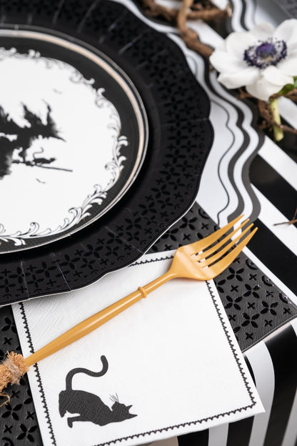 Elegant Halloween Cat Cocktail Napkins