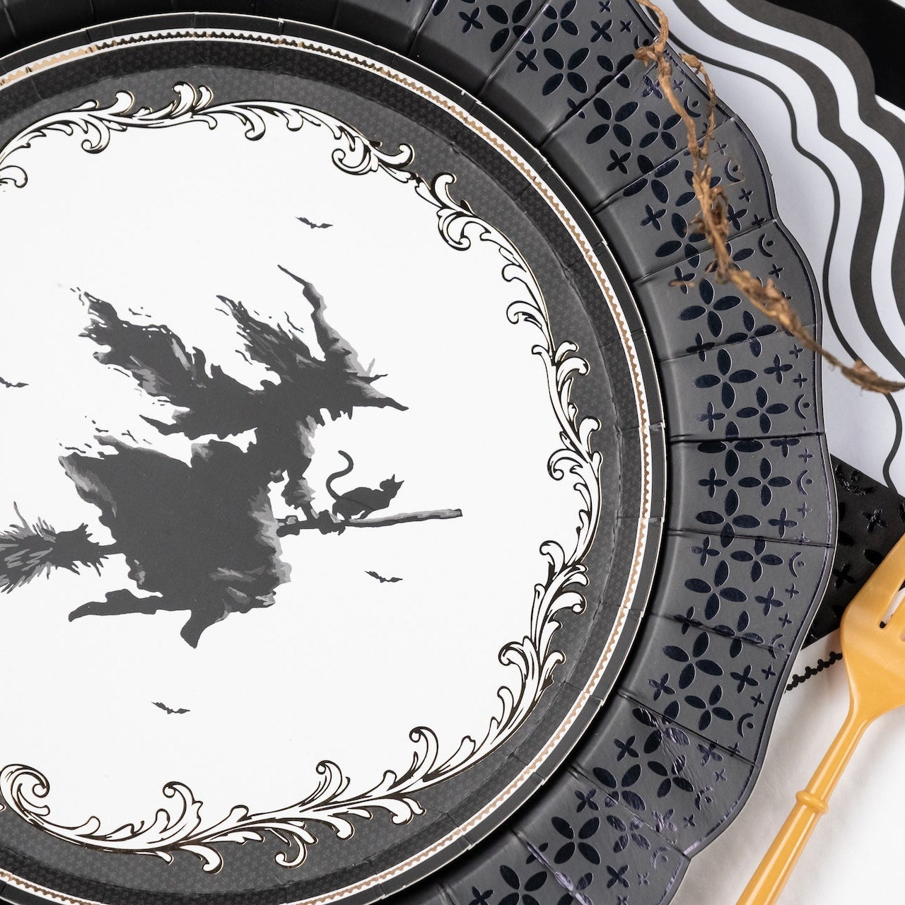 Elegant Halloween Witch Dessert Plates