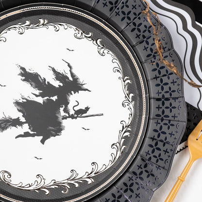 Elegant Halloween Witch Dessert Plates