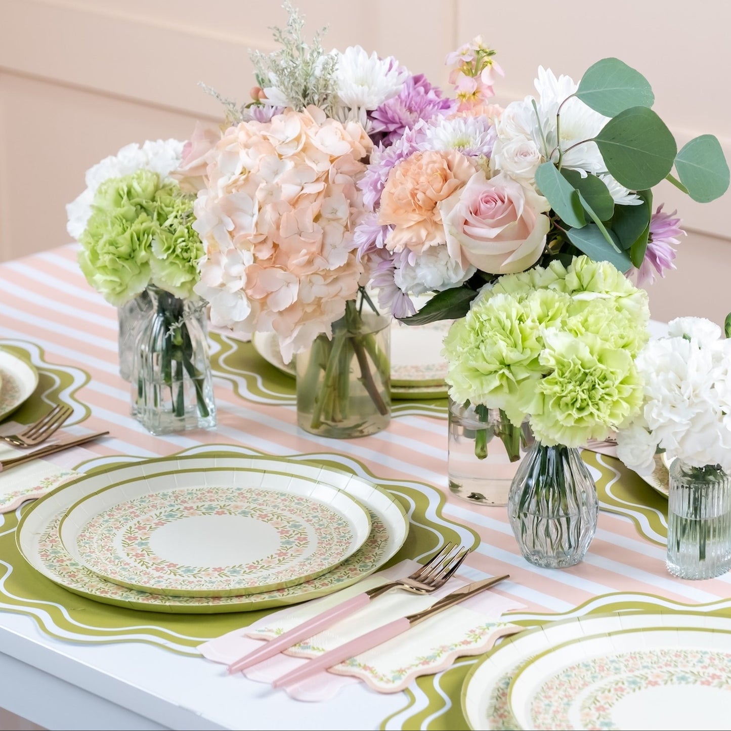 Baby Pink Striped Table Runners- Pre Order Ships January 20th