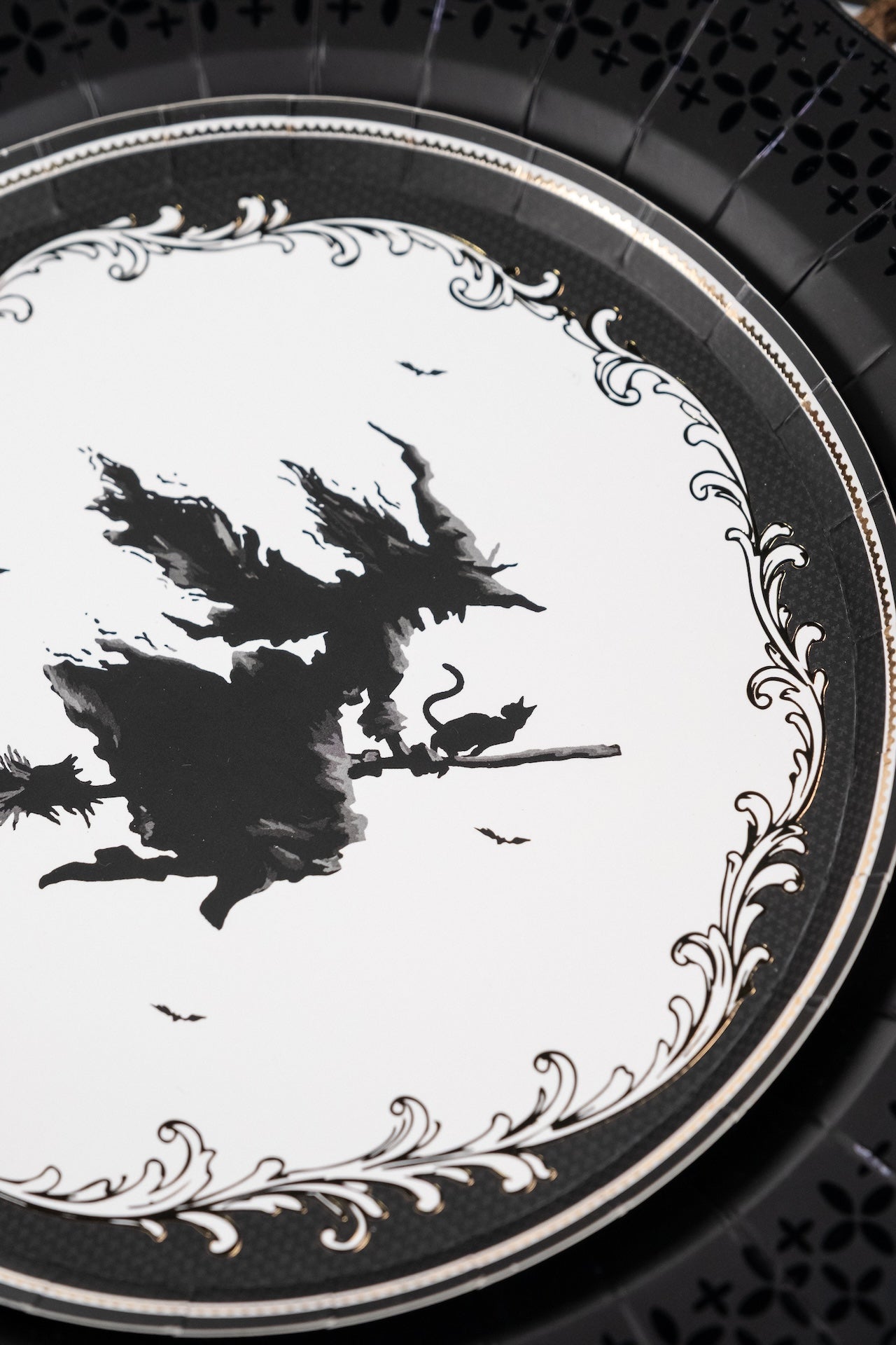 Elegant Halloween Witch Dessert Plates