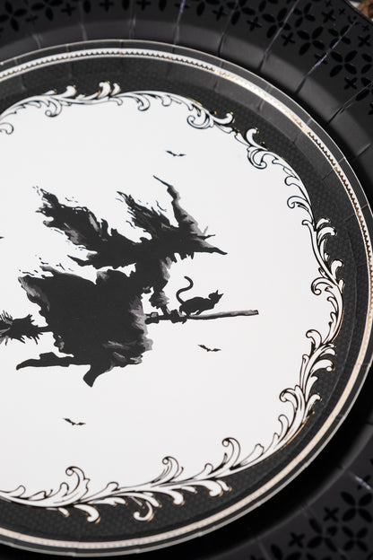 Elegant Halloween Witch Dessert Plates