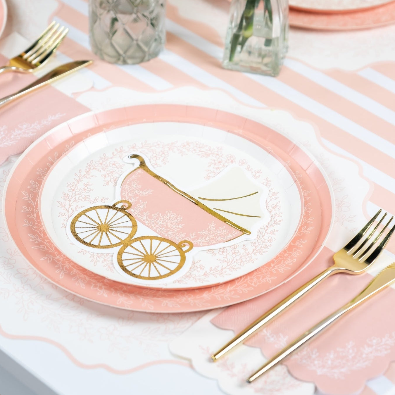 Baby Pink Striped Table Runners- Pre Order Ships January 20th