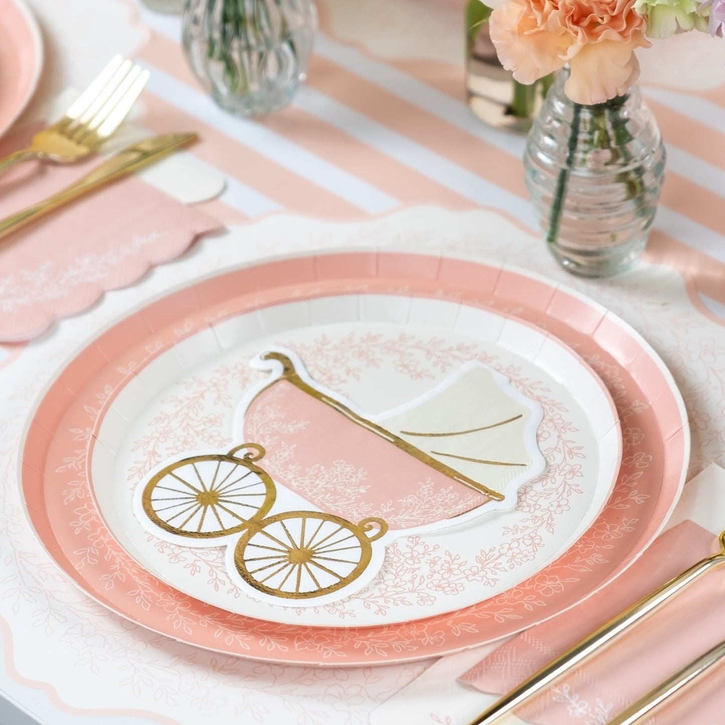 Baby Pink Striped Table Runners- Pre Order Ships January 20th