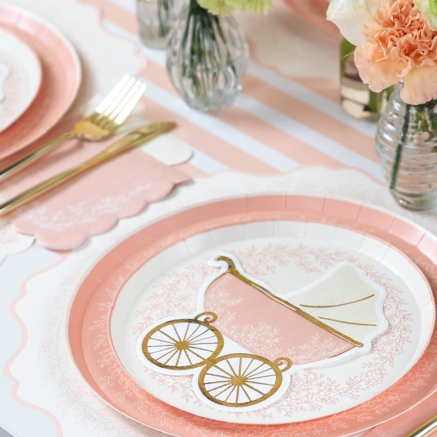Baby Pink Striped Table Runners- Pre Order Ships January 20th