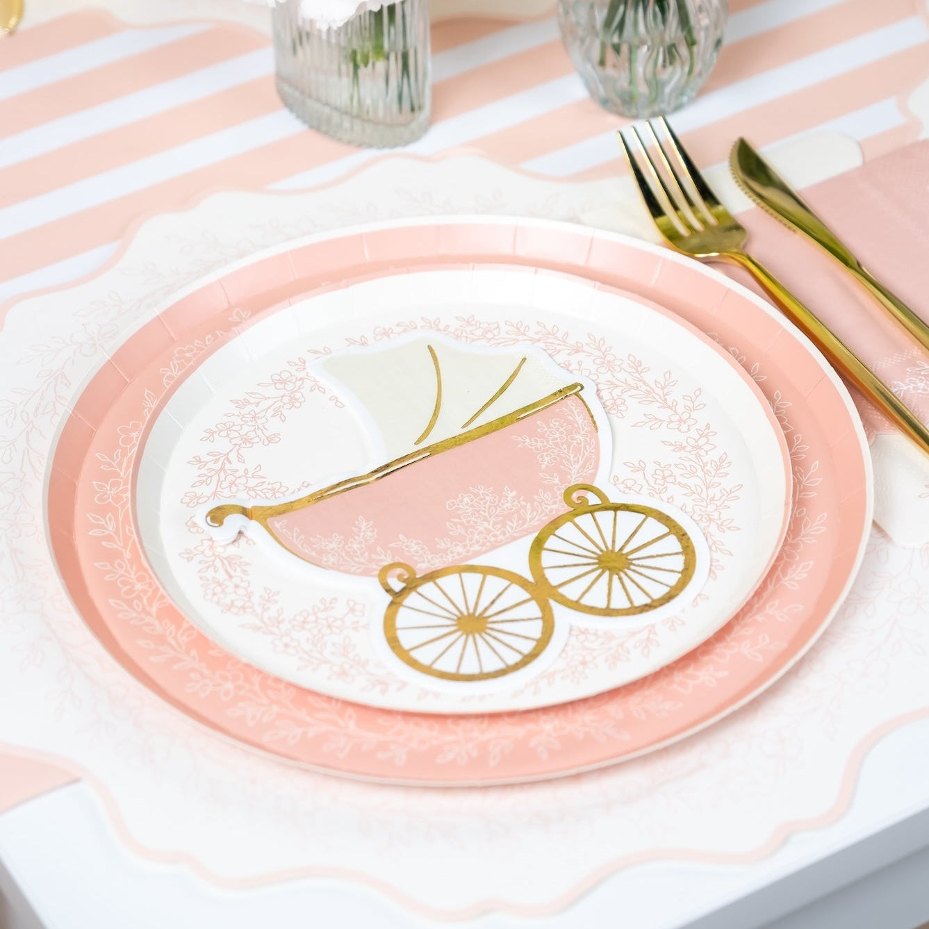 Baby Pink Striped Table Runners- Pre Order Ships January 20th