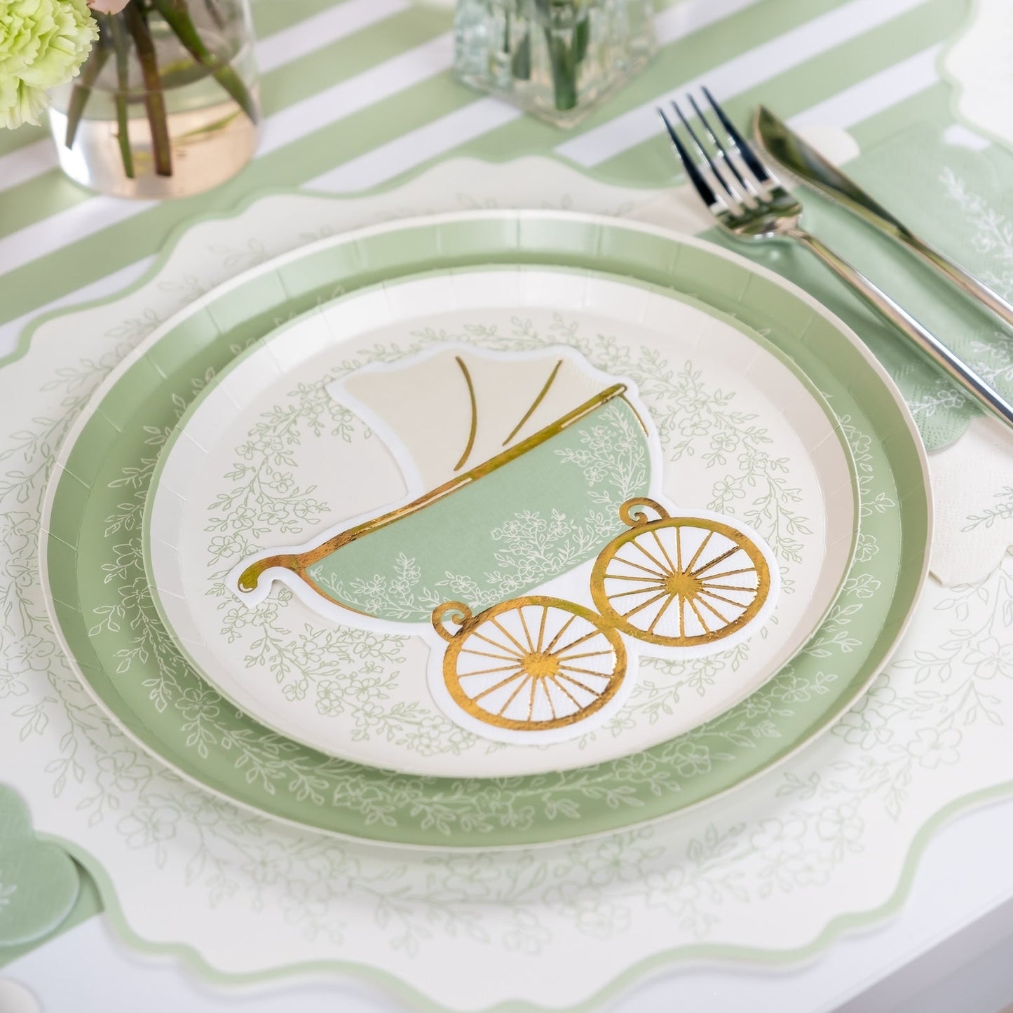 Floral Elegance Sage Dessert Plates- Pre Order Ships January 20th