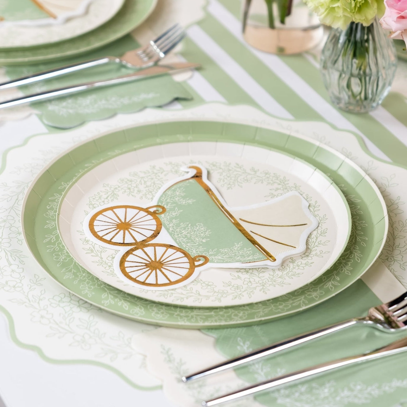 Floral Elegance Sage Dinner Plates- Pre Order Ships January 20th
