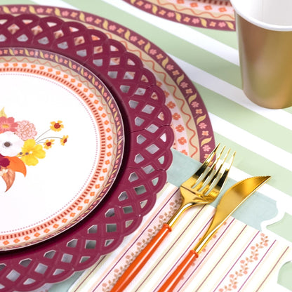 Burgundy Basketweave Dinner Plates