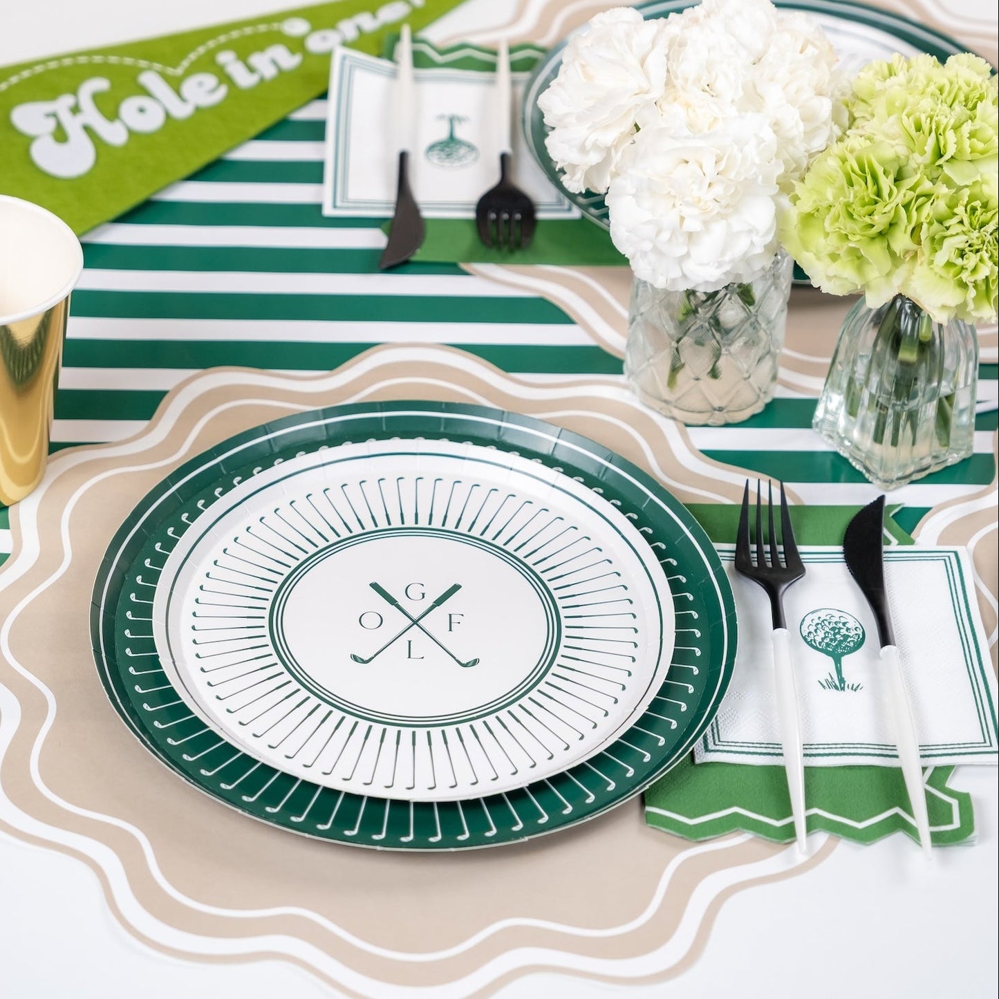 Dark Green Striped Table Runners- Pre Order Ships January 20th