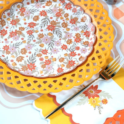 Marigold Yellow Basketweave Dinner Plates