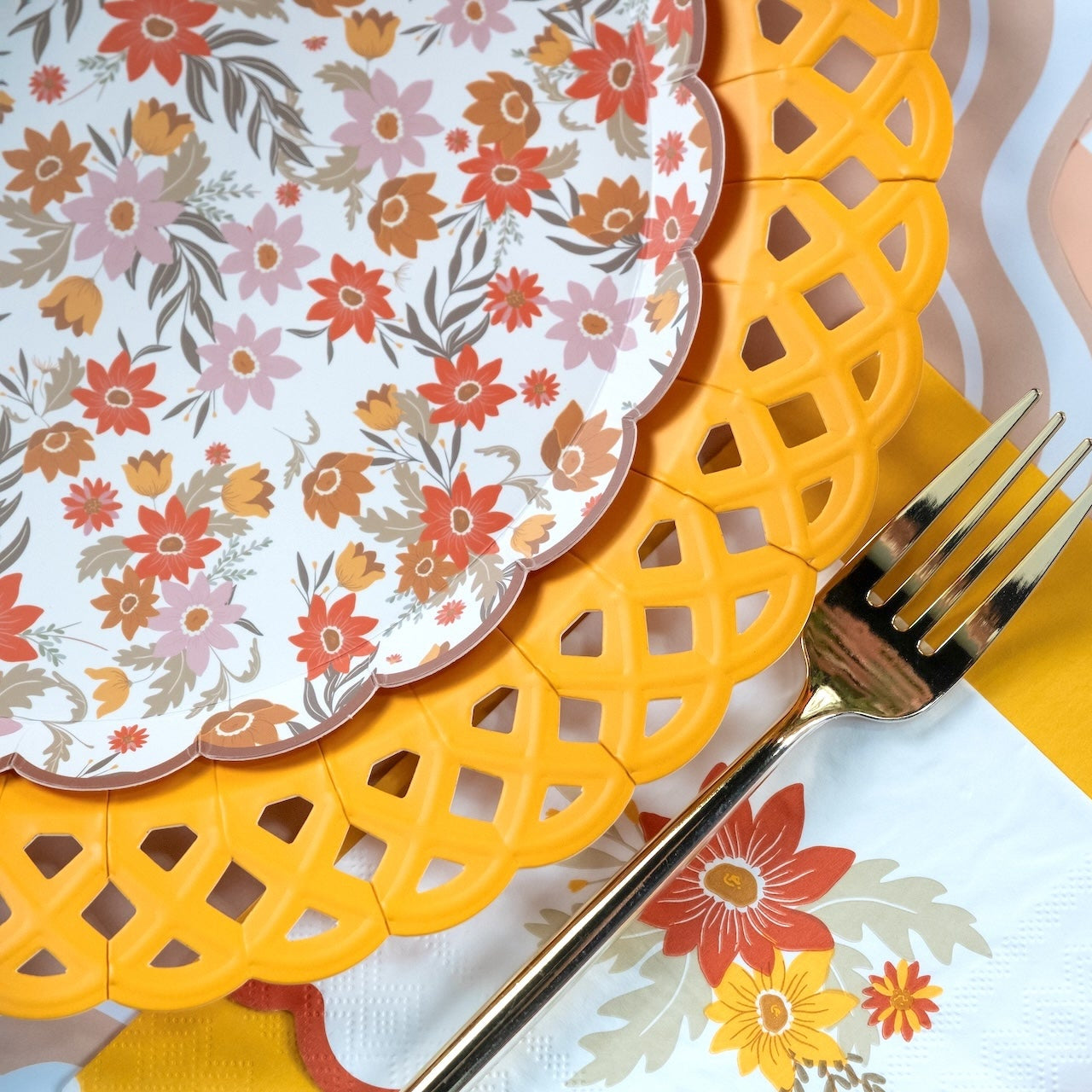 Marigold Yellow Basketweave Dinner Plates