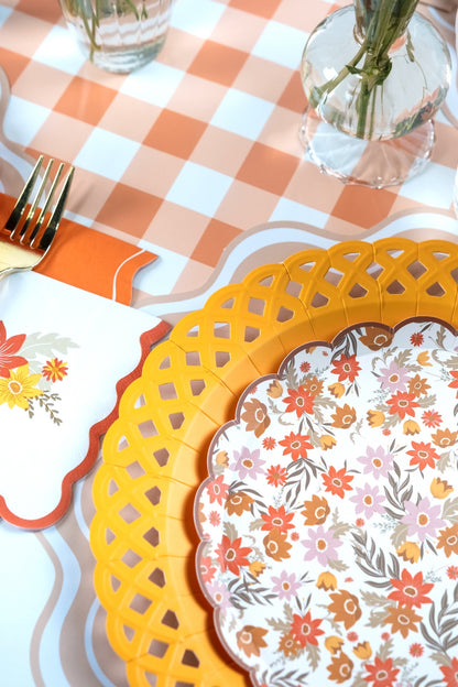 Marigold Yellow Basketweave Dinner Plates