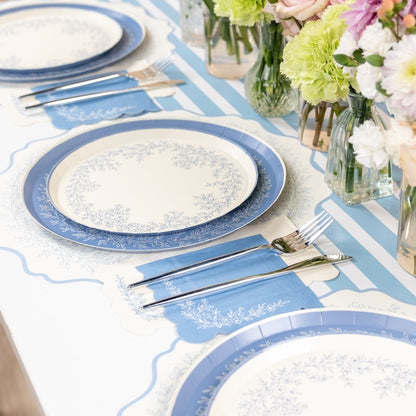 Dusty Blue Striped Table Runners- Pre Order Ships January 20th