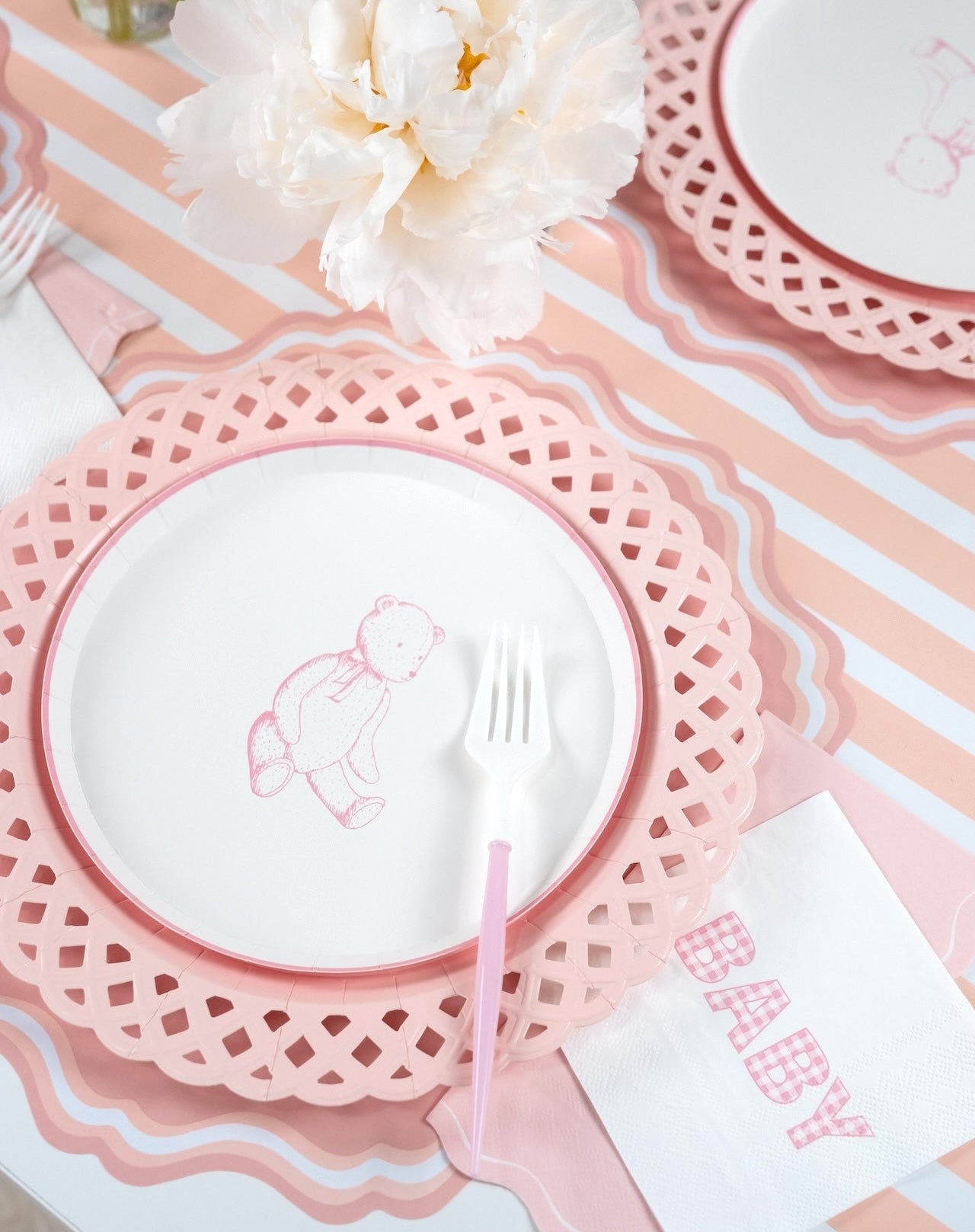 Pink Precious Baby Bear Dessert Plates