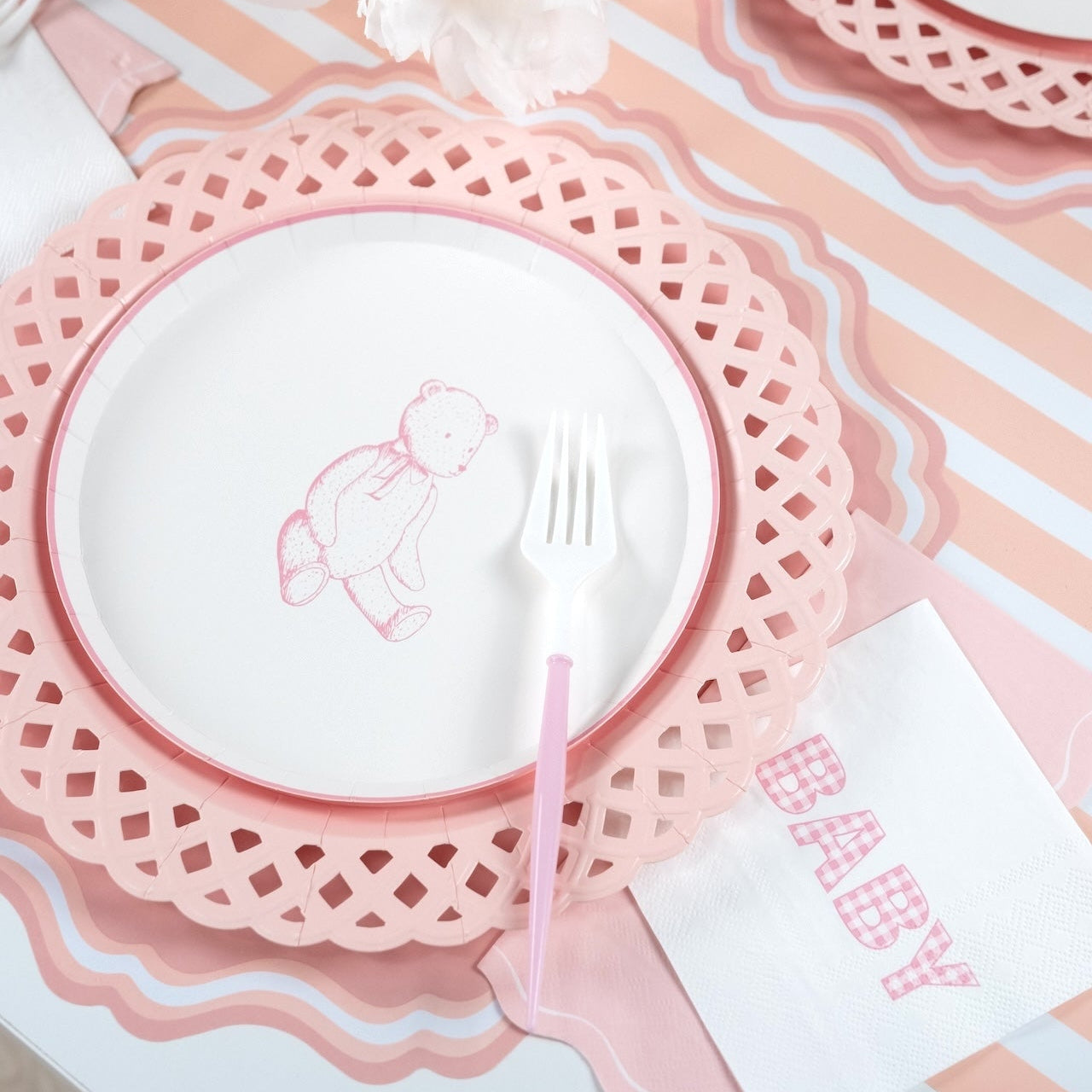 Pink Precious Baby Bear Dessert Plates