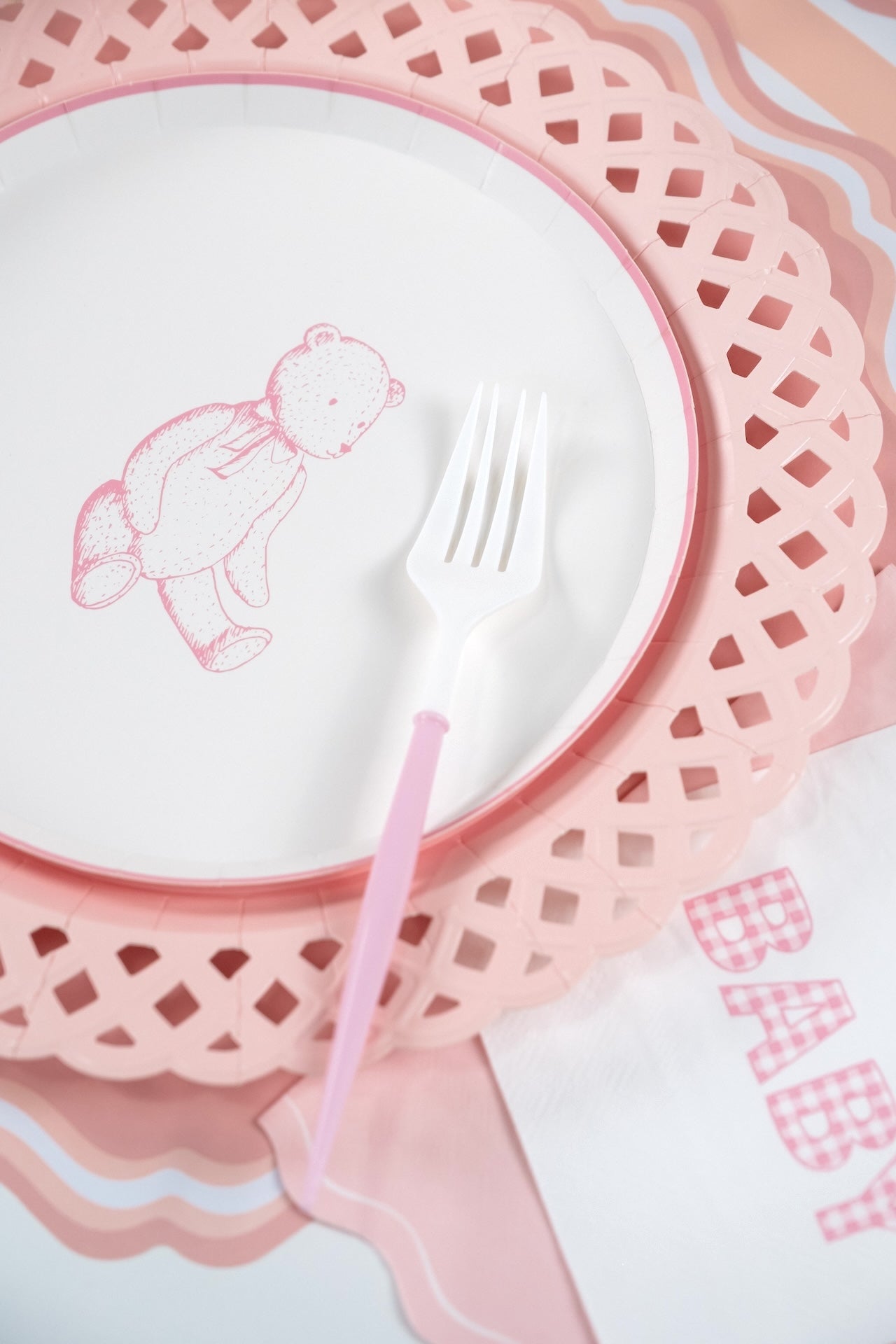 Pink Precious Baby Bear Dessert Plates