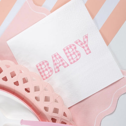 Pink Precious Baby Plaid Cocktail Napkins