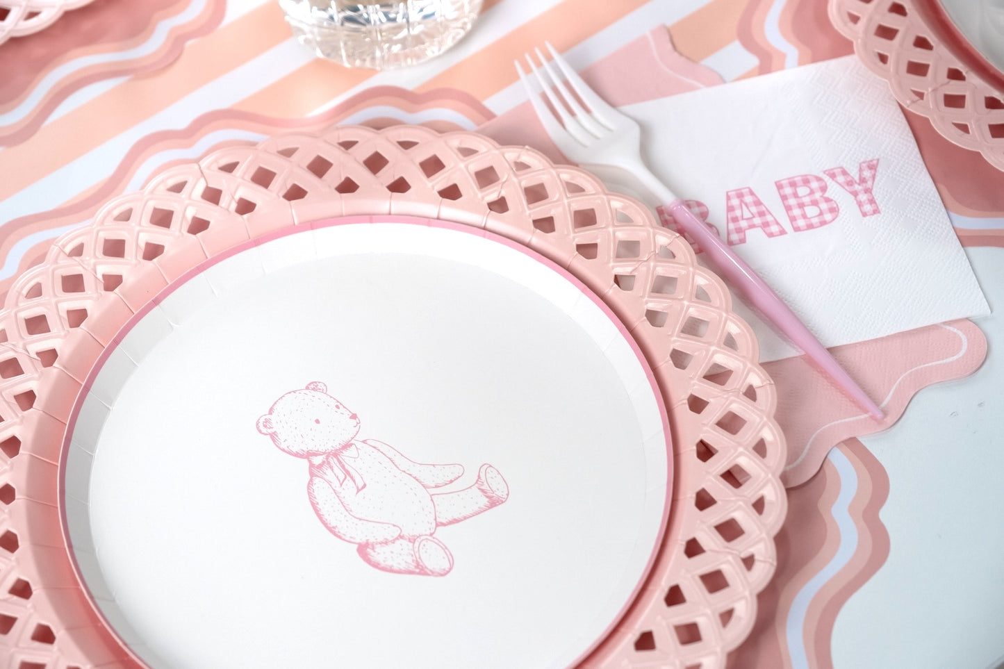 Pink Precious Baby Bear Dessert Plates