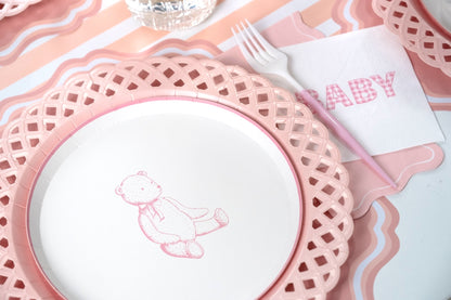 Pink Precious Baby Bear Dessert Plates