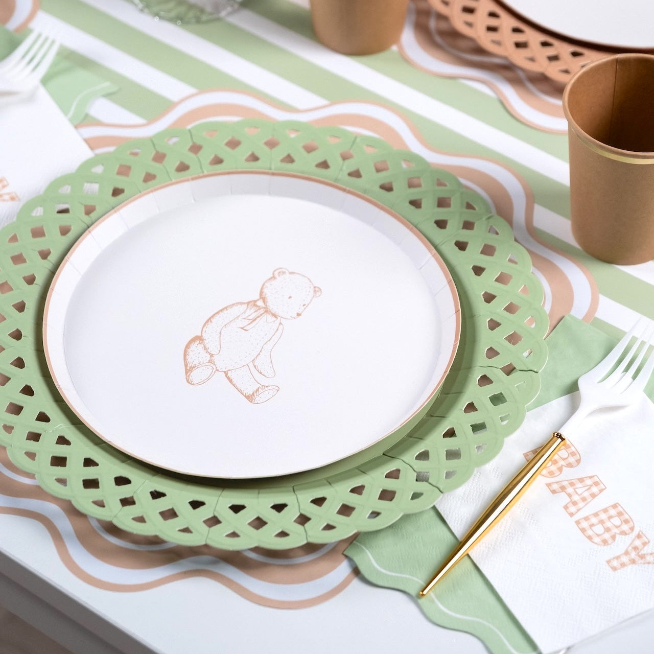 Beige Precious Baby Bear Dessert Plates
