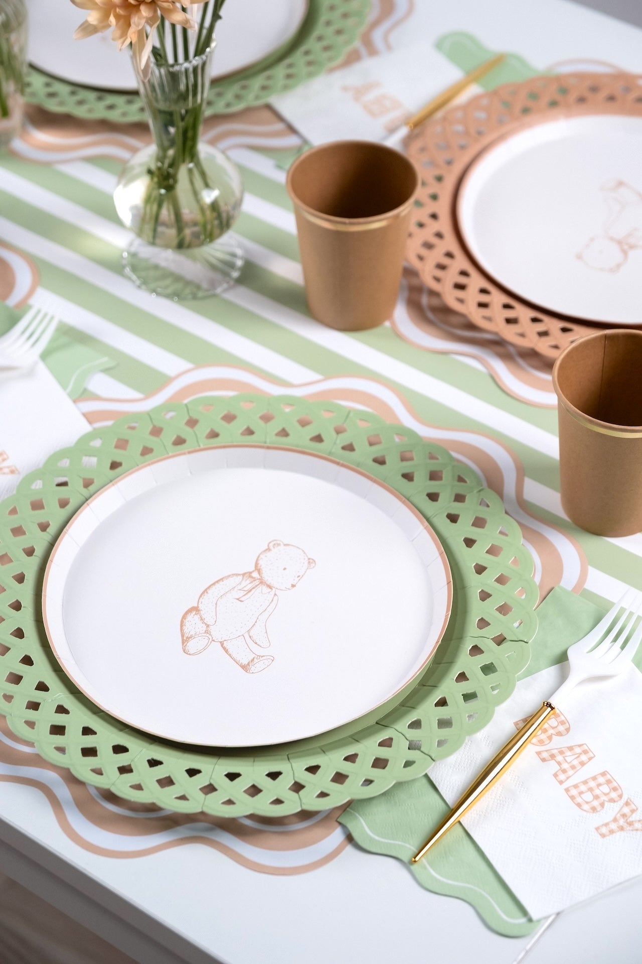 Sage Green Scallop Guest Towels
