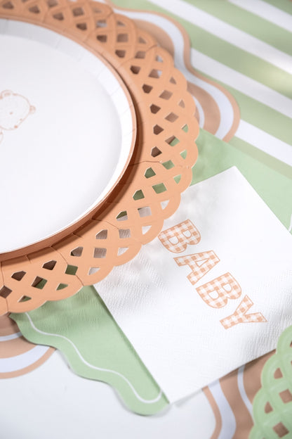 Light Brown Basketweave Dinner Plates