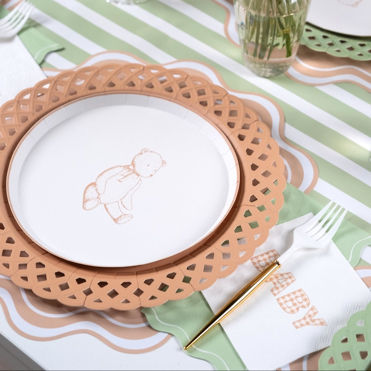 Sage Green Scallop Guest Towels