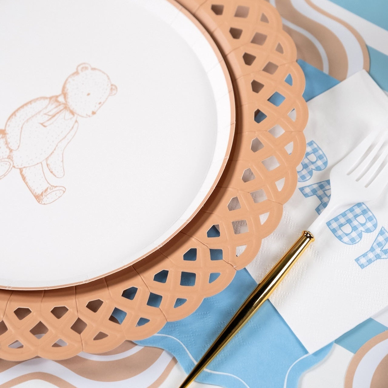 Beige Precious Baby Bear Dessert Plates