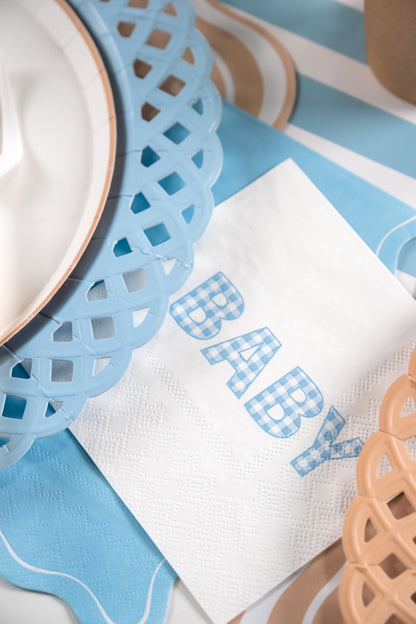 Blue Precious Baby Plaid Cocktail Napkins