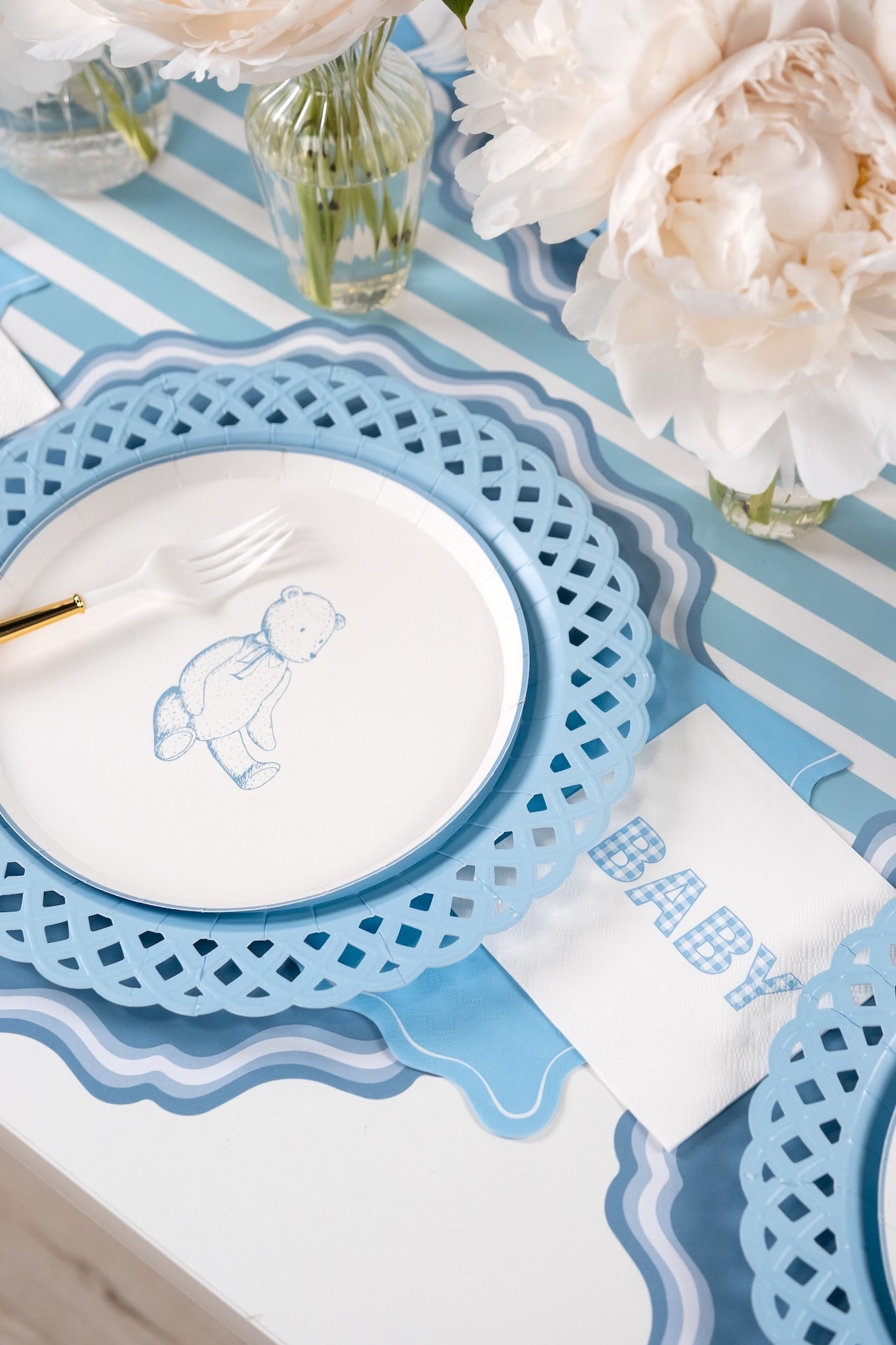 Blue Precious Baby Bear Dessert Plates