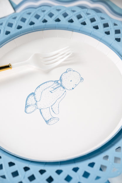 Blue Precious Baby Bear Dessert Plates