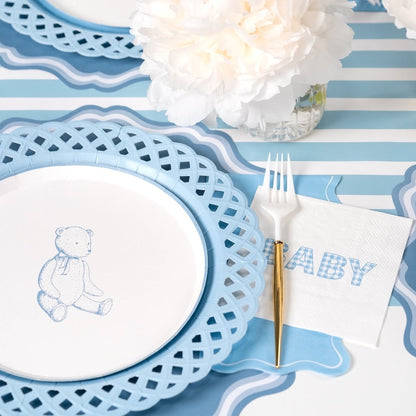 Light Blue Scallop Guest Towels