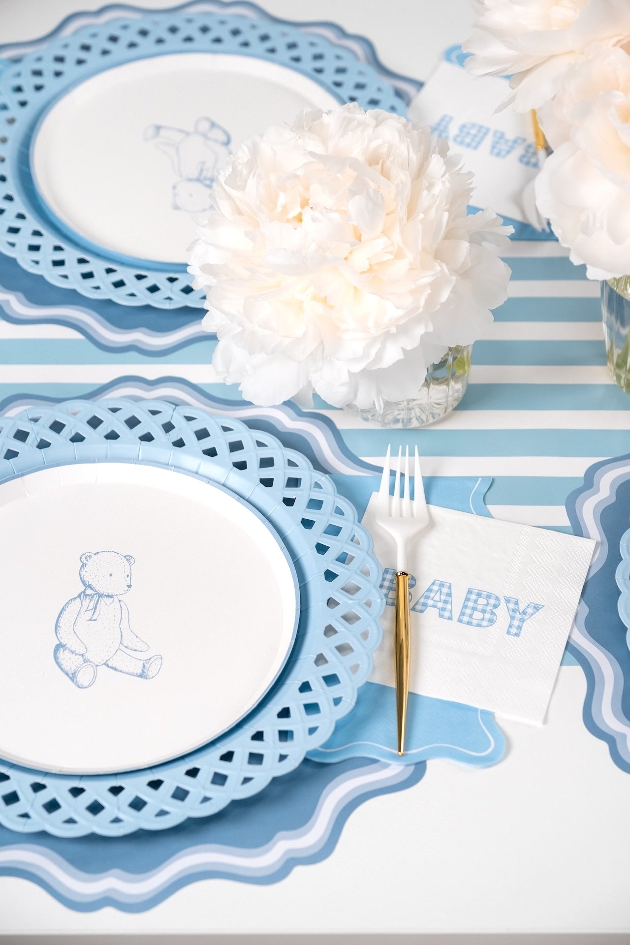 Blue Precious Baby Bear Dessert Plates