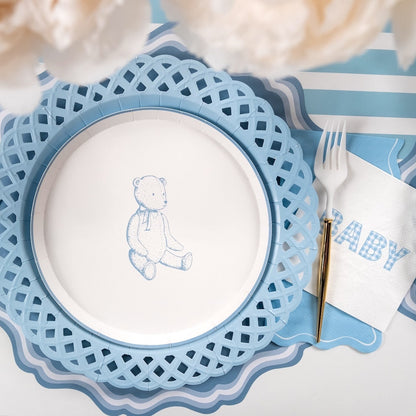 Light Blue Scallop Guest Towels