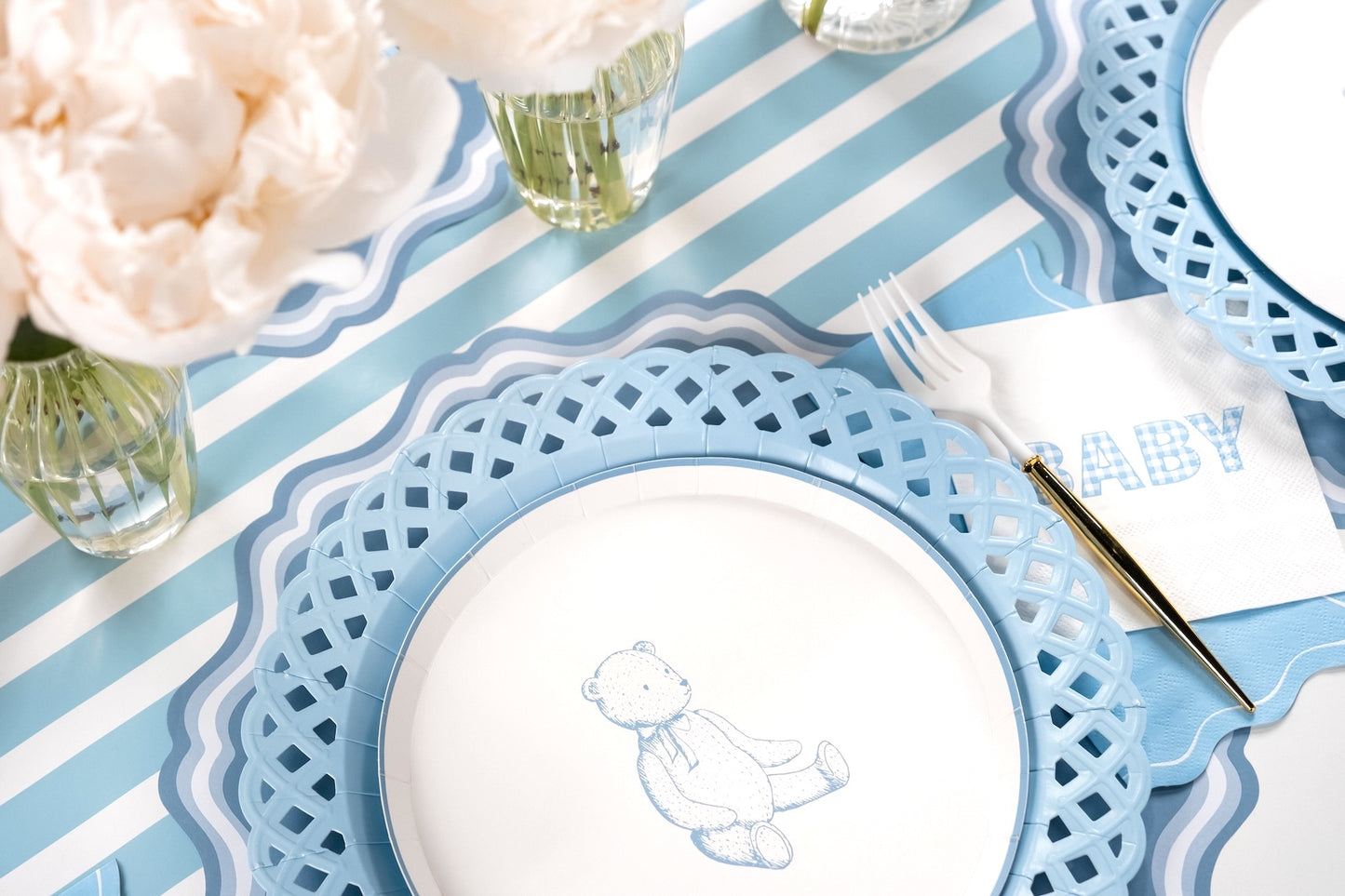 Blue Precious Baby Bear Dessert Plates