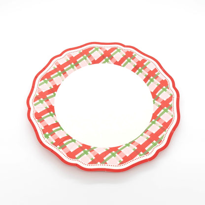 Red Elegant Plaid Dinner Plates