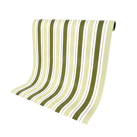 Green Stripe Paper Table Runner